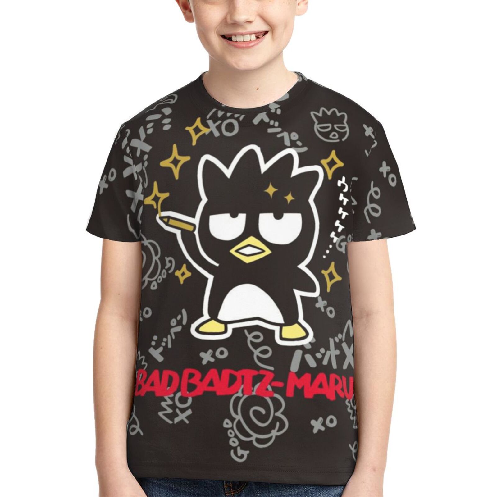 Kids Badtz Maru Shirts 3D Printing Cartoon T Shirt Casual Top Summer Short Sleeve Novelty Tee for Boys Girls